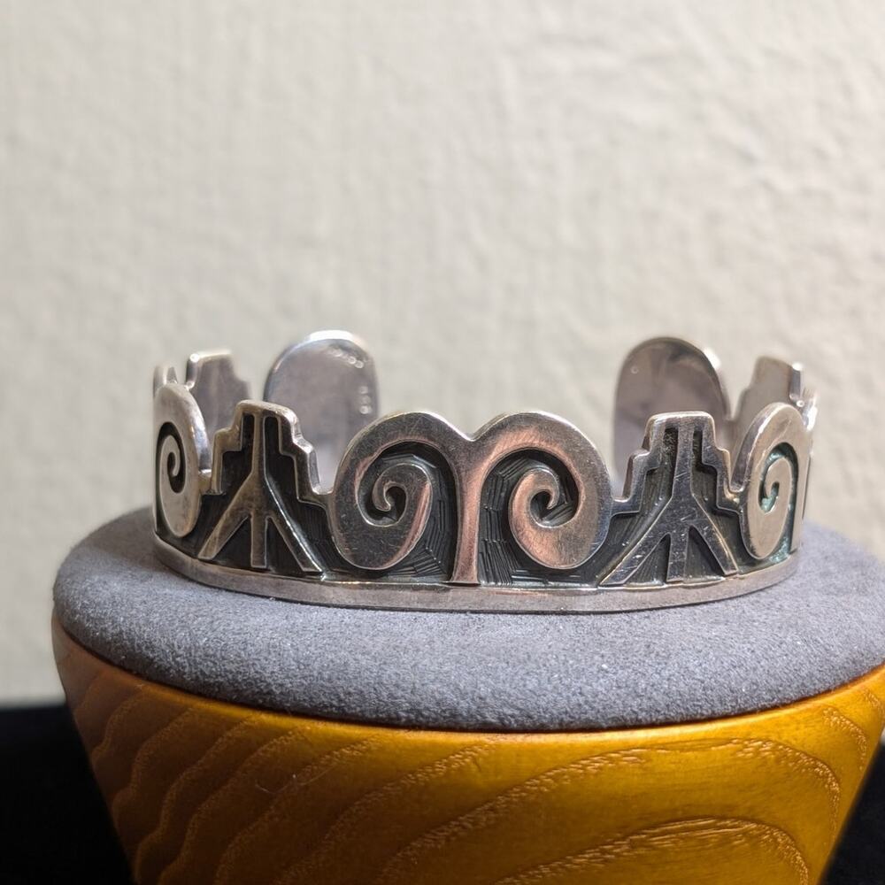 Vintage Taxco TS-95 Sterling Silver 7" Cuff Bracelet 33.5g - Picture 6 of 8